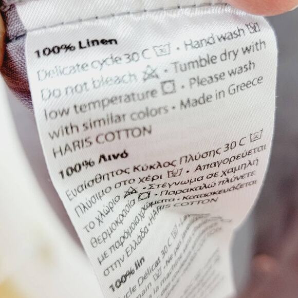 Haris Cotton Curve Gray Oversized 100% Linen Abalone Buttons Shirt - Size M - Picture 5 of 5